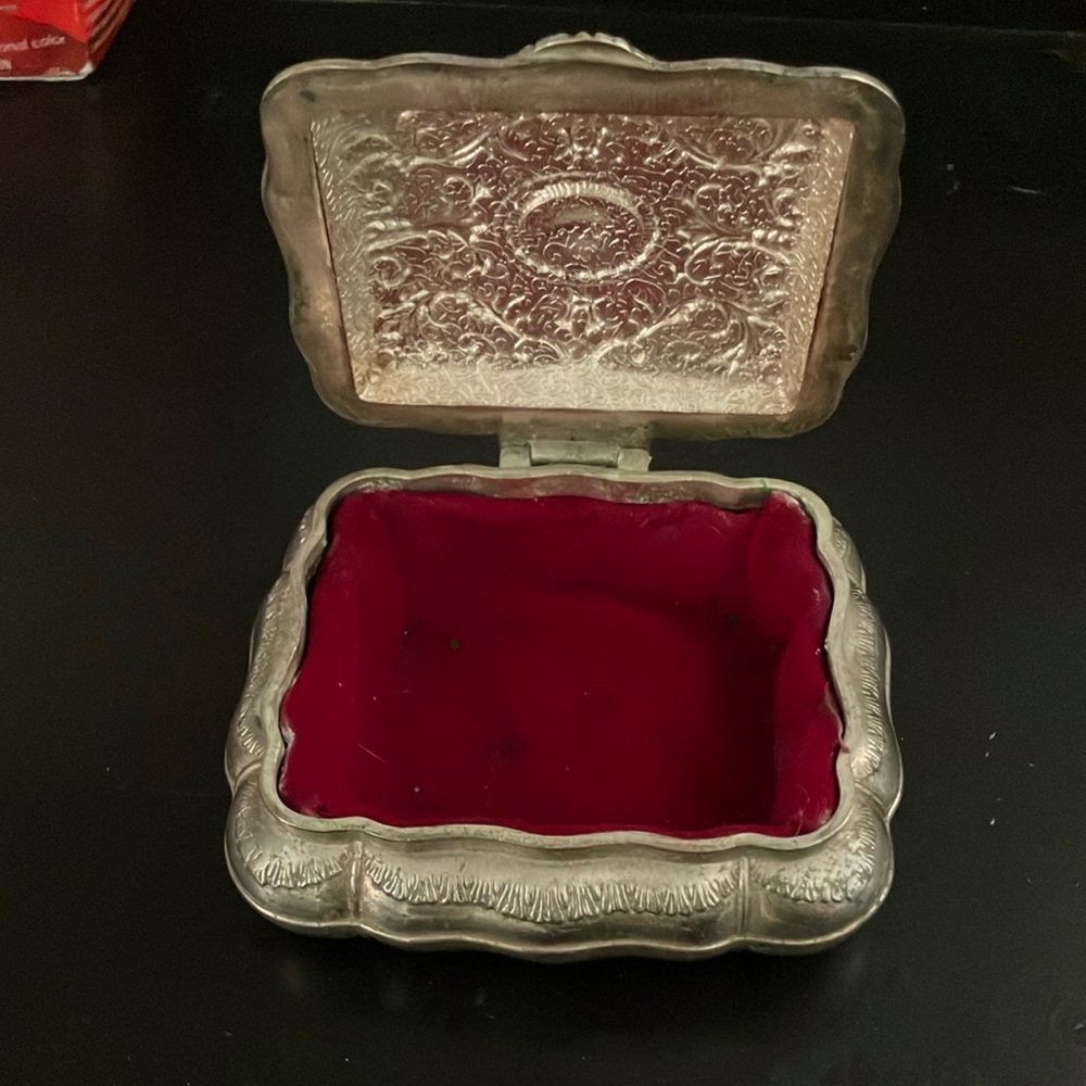 Elegant Silver Jewelry Box with Red Lining